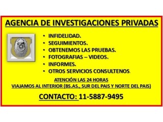 DETECTIVES PRIVADOS - INVESTIGADORES PRIVADOS - BÚSQUEDA DE PERSONAS - COBRANZAS - CONSÚLTENOS.